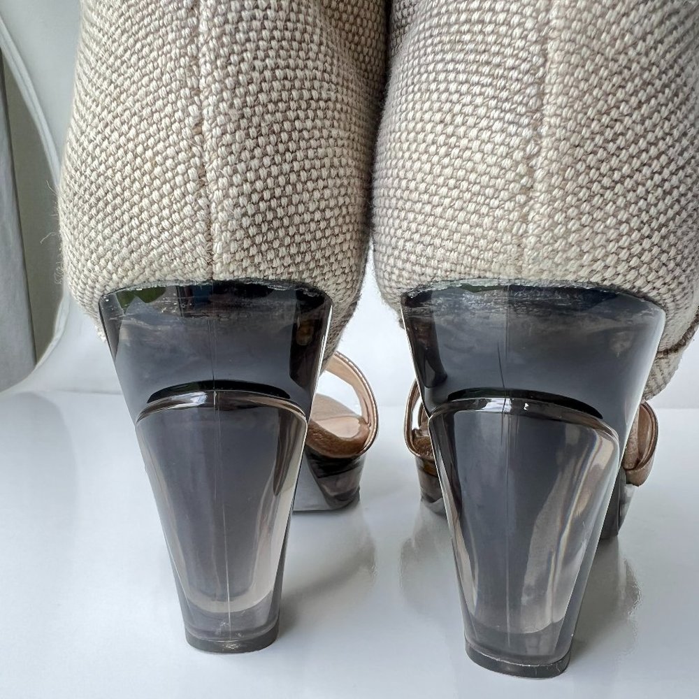 FARYL ROBIN Drea Metallic Clear Heel Platform Ankle Booties - Picture 5 of 12